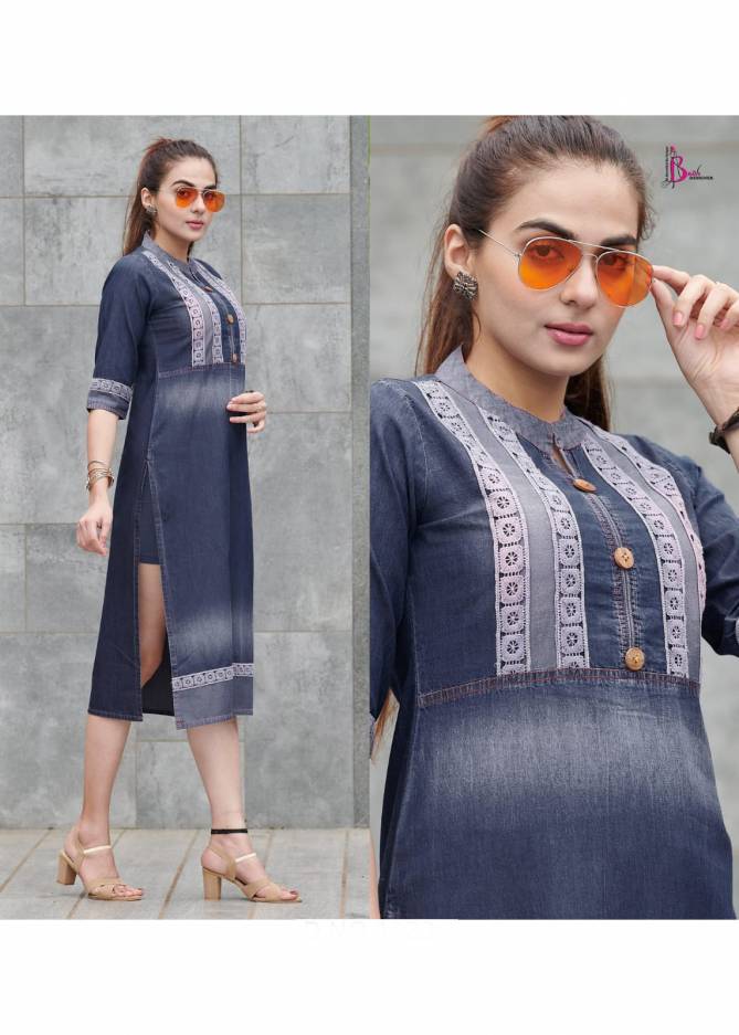 Rapid Different Shades Of Denim Funky Look Party Wear Kurtis Manufacturers